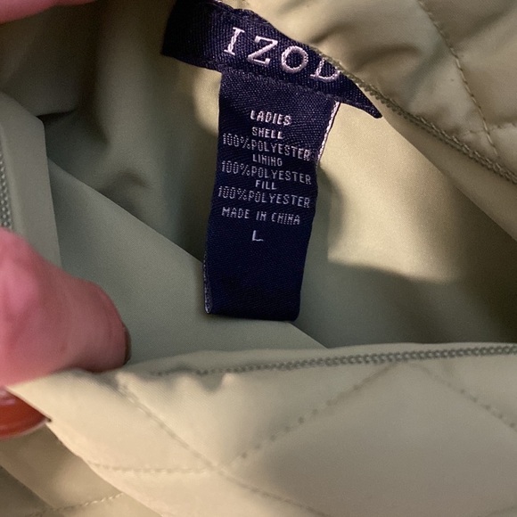 IZOD Women's Reversible Lime Green/White Quilted Puffer Vest | Large NWOT - Picture 9 of 13
